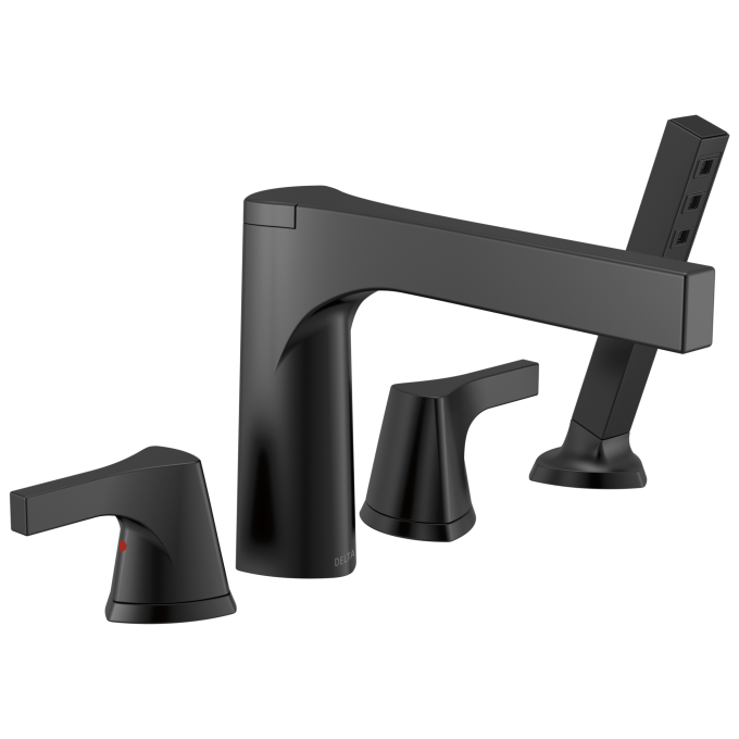 DELTA Zura 4-hole Roman Tub with Handshower Trim — Matte Black