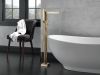 DELTA Zura Single Handle Floor Mount Tub Filler Trim with Hand Shower — Champagne Bronze