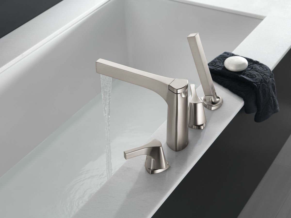 DELTA Zura Roman Tub with Hand Shower Trim — Stainless