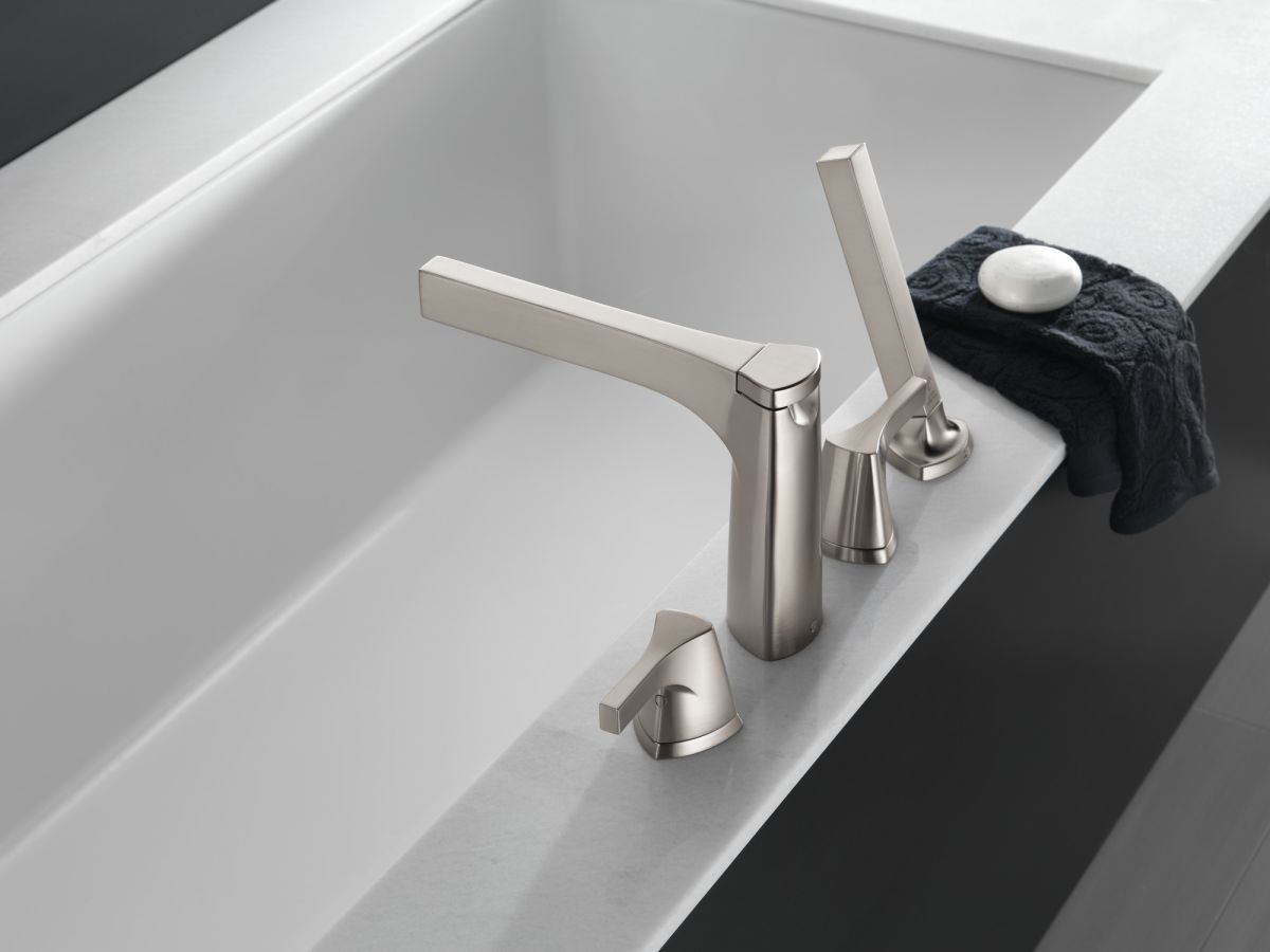 DELTA Zura Roman Tub with Hand Shower Trim — Stainless
