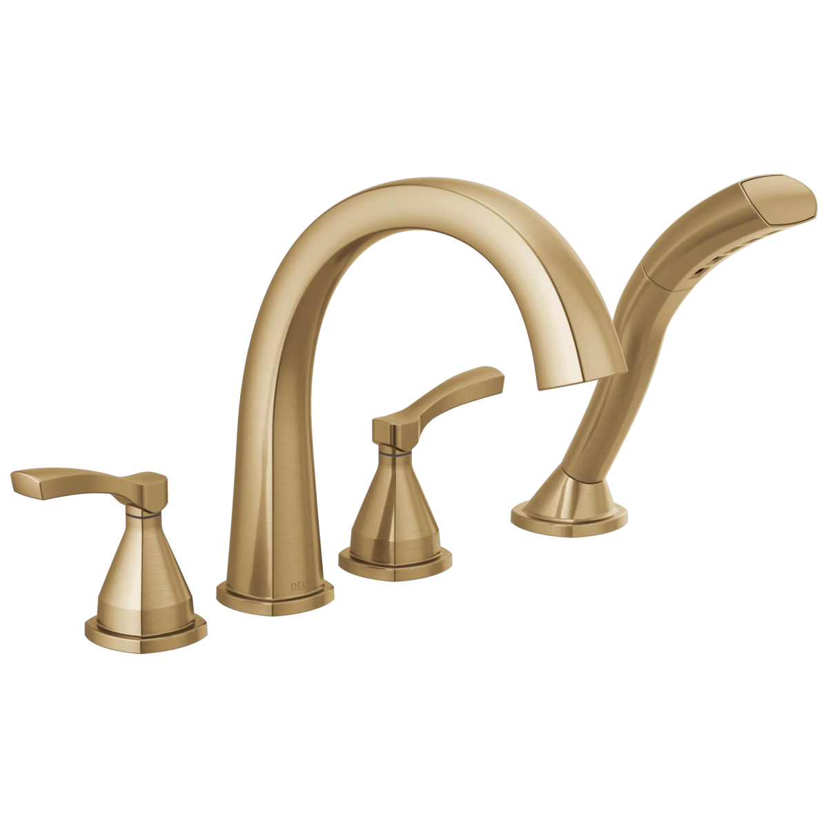 DELTA Stryke Roman Tub Trim with Hand Shower — Lumicoat® Champagne Bronze