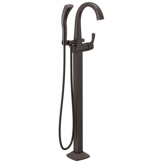 DELTA Stryke Single Handle Floor Mount Tub Filler Trim — Venetian Bronze