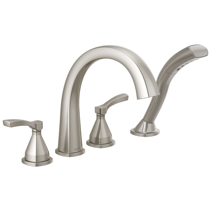 DELTA Stryke Roman Tub Trim with Hand Shower — Lumicoat® Stainless