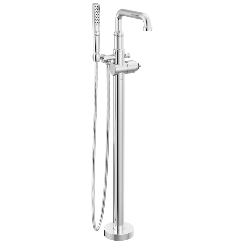 DELTA Broderick Floor Mount Tub Filler Trim- Less Handle — Lumicoat® Chrome