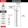 DELTA Broderick Floor Mount Tub Filler Trim- Less Handle — Lumicoat® Chrome