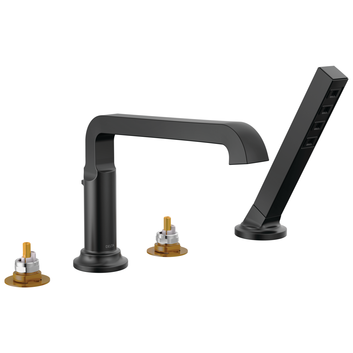 DELTA Tetra Roman Tub Trim with Hand Shower — Matte Black