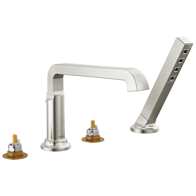 DELTA Tetra Roman Tub Trim with Hand Shower — Lumicoat® Stainless