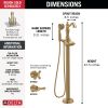 DELTA Cassidy Single Handle Floor Mount Tub Filler Trim with Hand Shower - Less Handle — Champagne Bronze