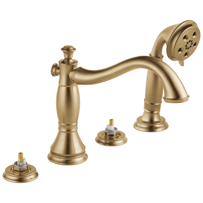 DELTA Cassidy Roman Tub with Hand Shower Trim - Less Handles — Champagne Bronze