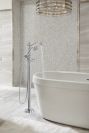 DELTA Cassidy Single Handle Floor Mount Tub Filler Trim with Hand Shower - Less Handle — Chrome