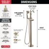 DELTA Cassidy Single Handle Floor Mount Tub Filler Trim with Hand Shower - Less Handle — Polished Nickel