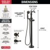 DELTA Cassidy Single Handle Floor Mount Tub Filler Trim with Hand Shower - Less Handle — Venetian Bronze