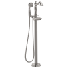 DELTA Cassidy Single Handle Floor Mount Tub Filler Trim with Hand Shower - Less Handle — Stainless