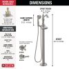 DELTA Cassidy Single Handle Floor Mount Tub Filler Trim with Hand Shower - Less Handle — Stainless