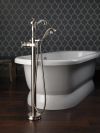 DELTA Cassidy Single Handle Floor Mount Tub Filler Trim with Hand Shower - Less Handle — Stainless