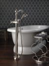 DELTA Cassidy Single Handle Floor Mount Tub Filler Trim with Hand Shower - Less Handle — Stainless