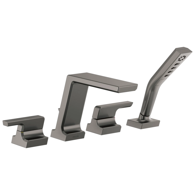 DELTA Pivotal Roman Tub with Hand Shower Trim — Lumicoat® Black Stainless