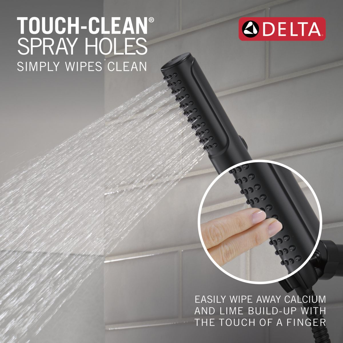 DELTA Bonacci Two Handle Wall Mount Tub Filler Trim with Hand Shower — Matte Black
