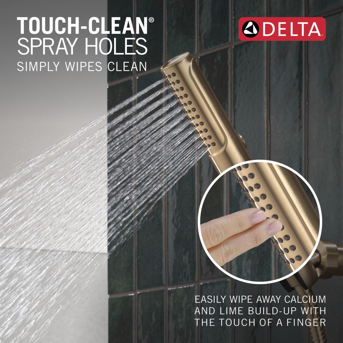 DELTA Bonacci Two Handle Wall Mount Tub Filler Trim with Hand Shower — Lumicoat® Champagne Bronze
