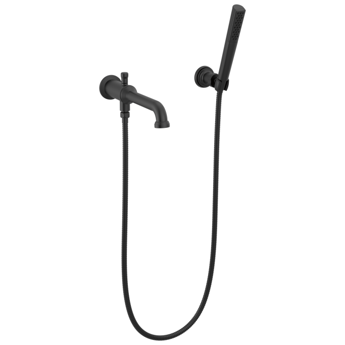 DELTA Broderick Wall Mount Tub Filler Trim with Hand Shower - Less Handles — Matte Black