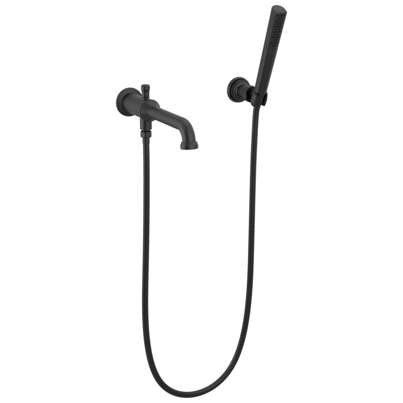 DELTA Broderick Wall Mount Tub Filler Trim with Hand Shower - Less Handles — Matte Black