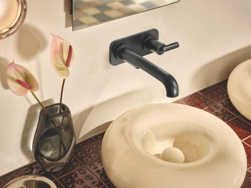 BRIZO Roccesco Single-Handle Wall Mount Lavatory Faucet - Less Handle — Matte Black