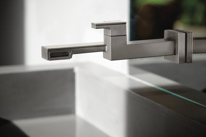 BRIZO Frank Lloyd Wright Single-Handle Wall Mount Lavatory Faucet 1.2 GPM — Luxe Steel