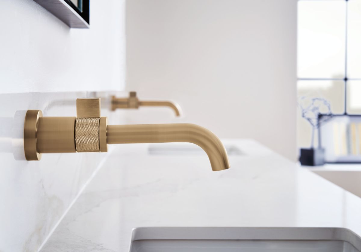 BRIZO Litze Single-Handle Wall Mount Lavatory Faucet 1.5 GPM — Luxe Gold