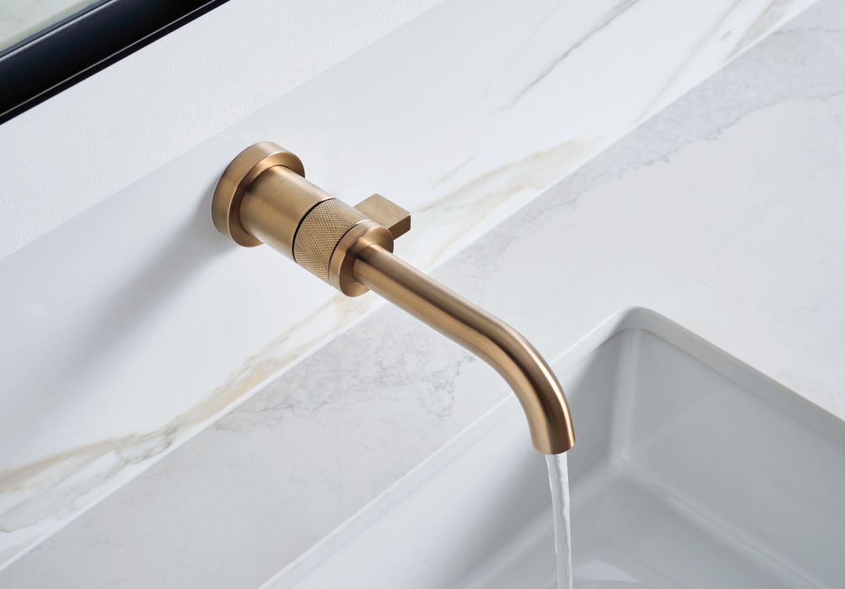 BRIZO Litze Single-Handle Wall Mount Lavatory Faucet 1.5 GPM — Luxe Gold