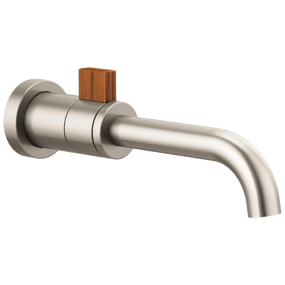 BRIZO Litze Single-Handle Wall Mount Lavatory Faucet 1.2 GPM — Luxe Nickel / Teak Wood