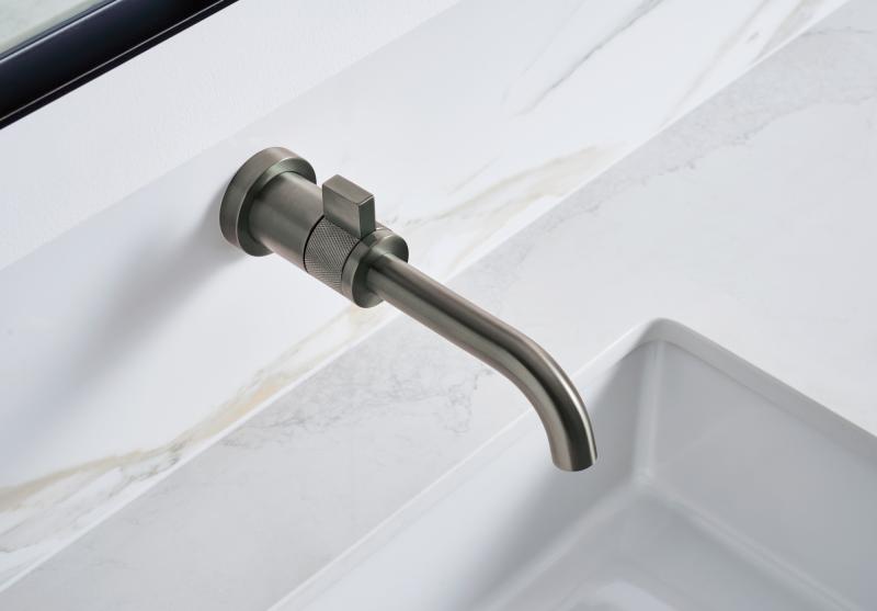 BRIZO Litze Single-Handle Wall Mount Lavatory Faucet 1.5 GPM — Luxe Steel