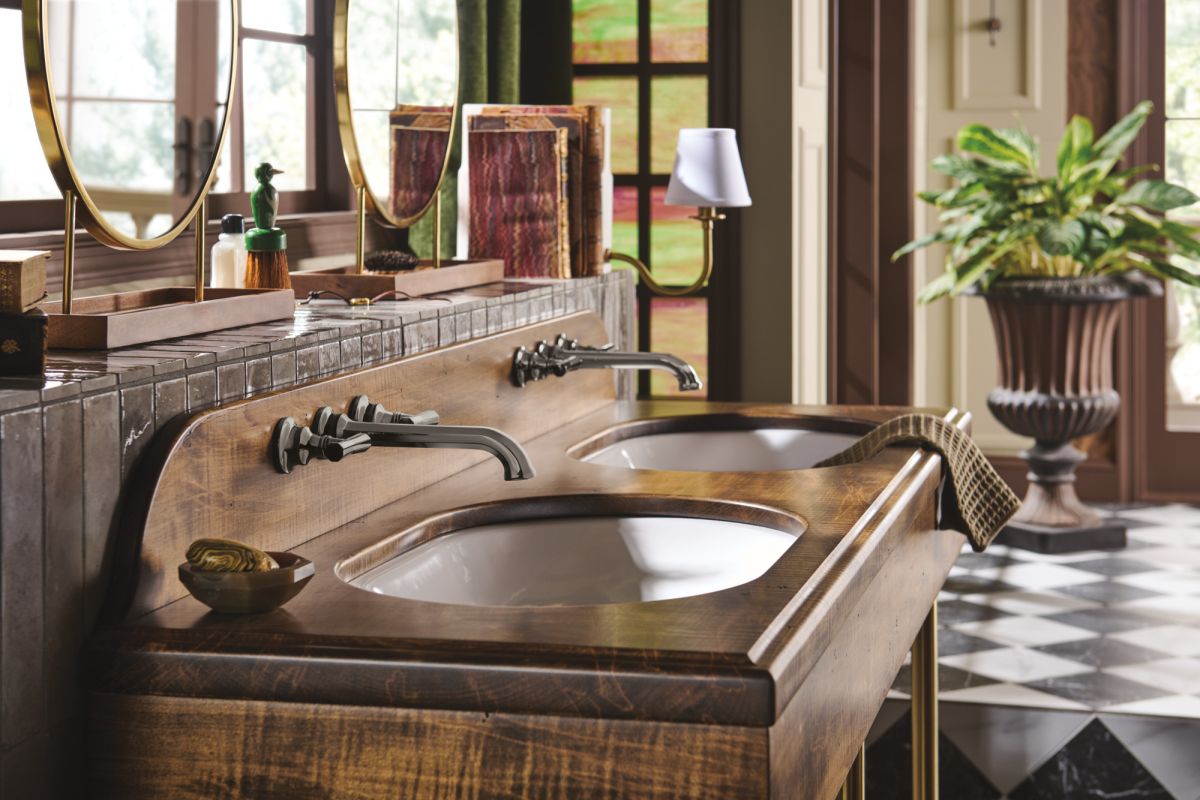 BRIZO Beauclere Wall Mount Lavatory Cross Handle Kit — Brilliance Black Onyx