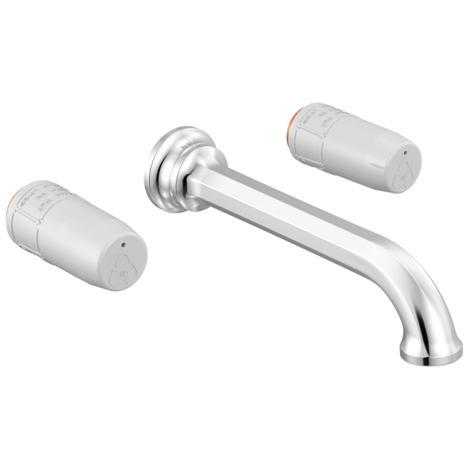 BRIZO Beauclere Two-Handle Wall Mount Lavatory Faucet - Less Handles 1.2 GPM — Chrome