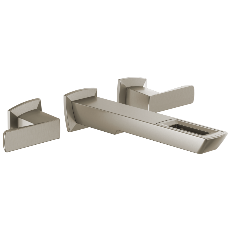 BRIZO Vettis Two-Handle Wall Mount Lavatory Faucet With Open-Flow Spout 1.2 GPM — Luxe Nickel