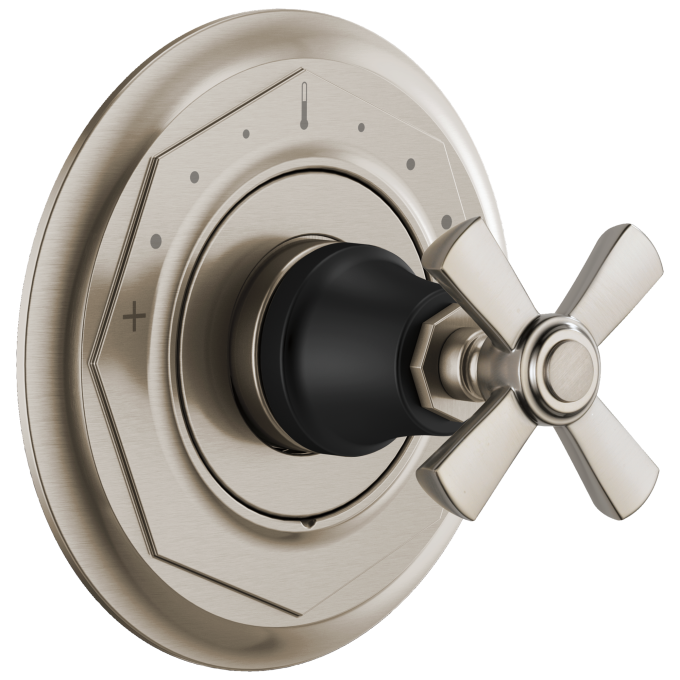BRIZO Rook Sensori Thermostatic Valve Trim - Cross — Luxe Nickel  /Matte Black