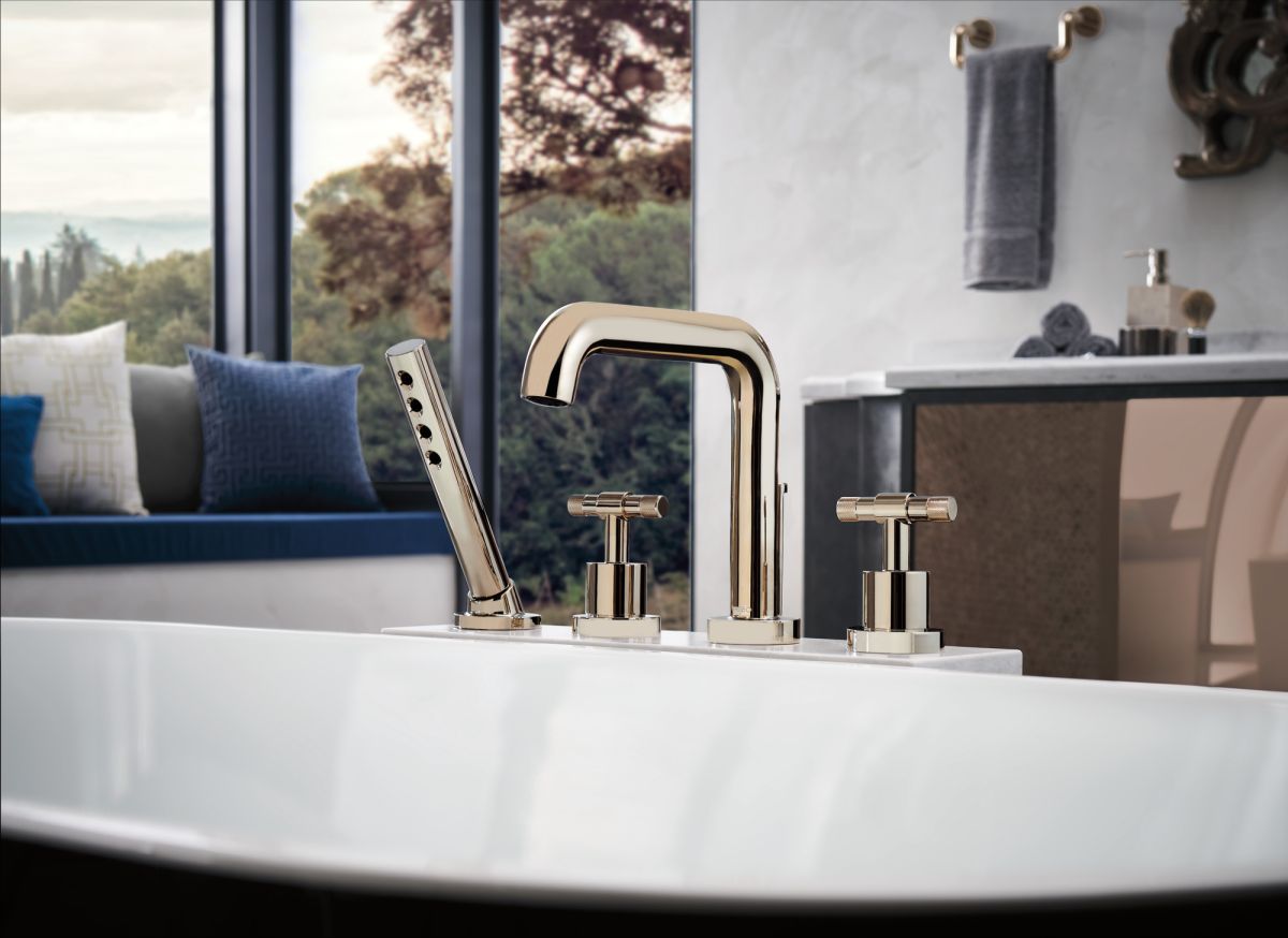 BRIZO Litze Roman Tub Faucet T-Lever Handle Kit — Polished Nickel