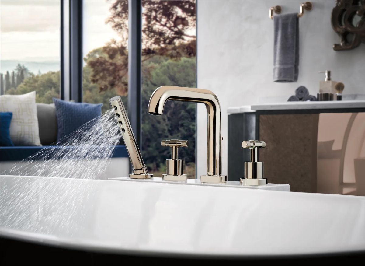 BRIZO Litze Roman Tub Faucet T-Lever Handle Kit — Polished Nickel