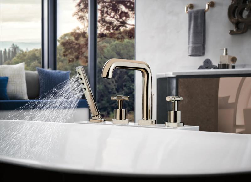 BRIZO Litze Roman Tub with Handshower - Less Handles — Polished Nickel
