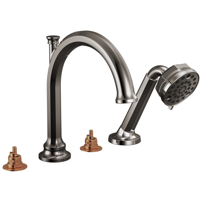 BRIZO Beauclere Roman Tub Faucet With Handshower - Less Handles — Brilliance Black Onyx