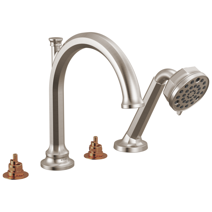 BRIZO Beauclere Roman Tub Faucet With Handshower - Less Handles — Luxe Nickel