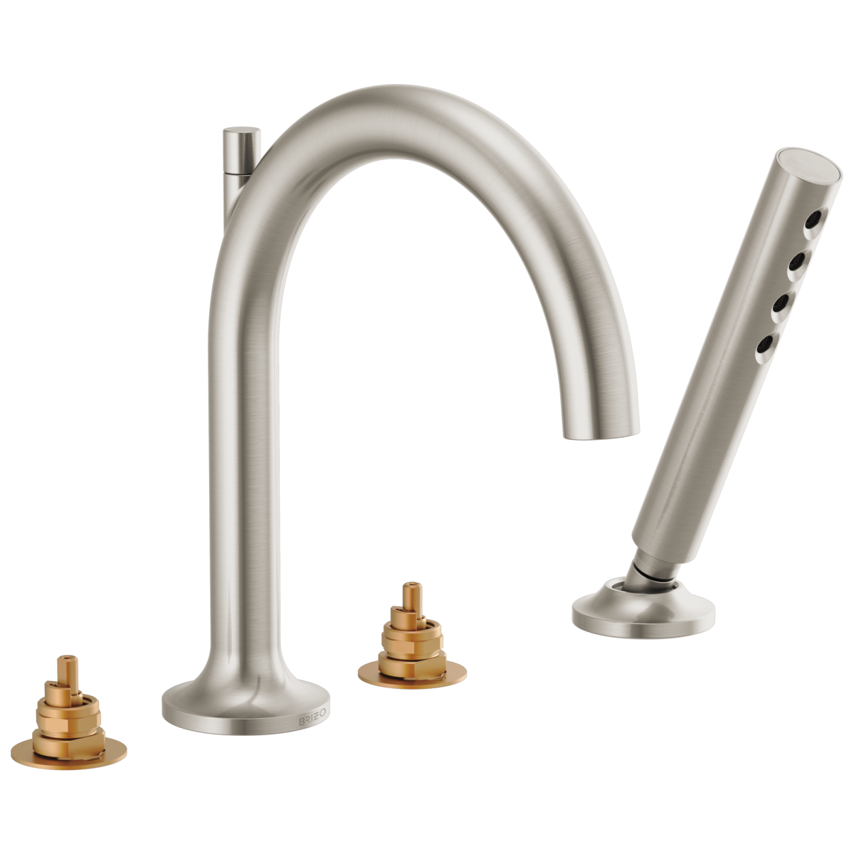 BRIZO Odin Roman Tub Faucet with Handshower - Less Handles — Brushed Nickel