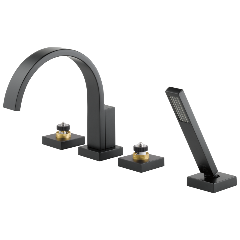 BRIZO Siderna Roman Tub Faucet with Hand Shower - Less Handles — Matte Black