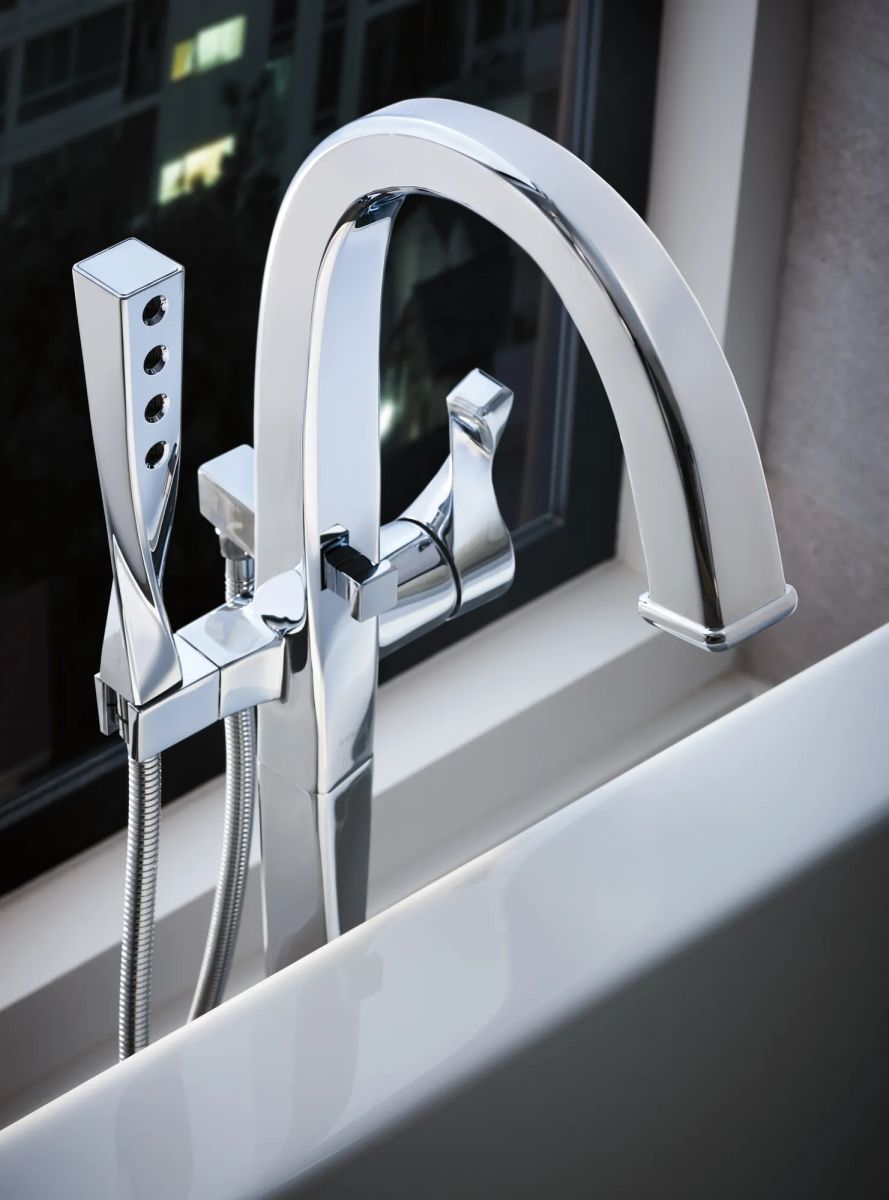 BRIZO Virage Single-Handle Freestanding Tub Filler — Chrome
