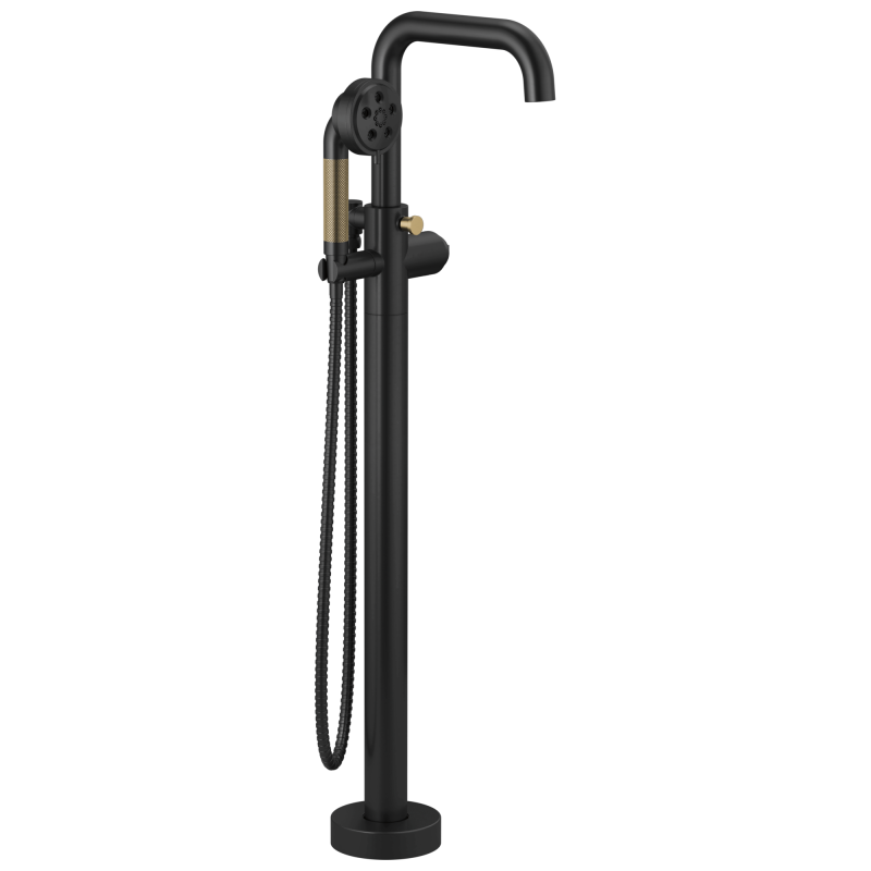 BRIZO Litze Single-Handle Freestanding Tub Filler - Less Handle — Matte Black/Luxe Gold