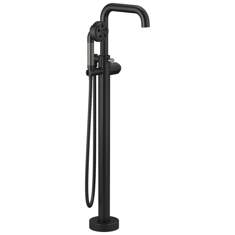 BRIZO Litze Single-Handle Freestanding Tub Filler - Less Handle — MATTE BLACK/LUXE STEEL