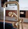 BRIZO Litze TempAssure Thermostatic Valve With Integrated Diverter Industrial Lever Handle Kit — Luxe Gold