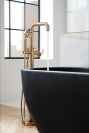 BRIZO Litze TempAssure Thermostatic Valve With Integrated Diverter Industrial Lever Handle Kit — Luxe Gold