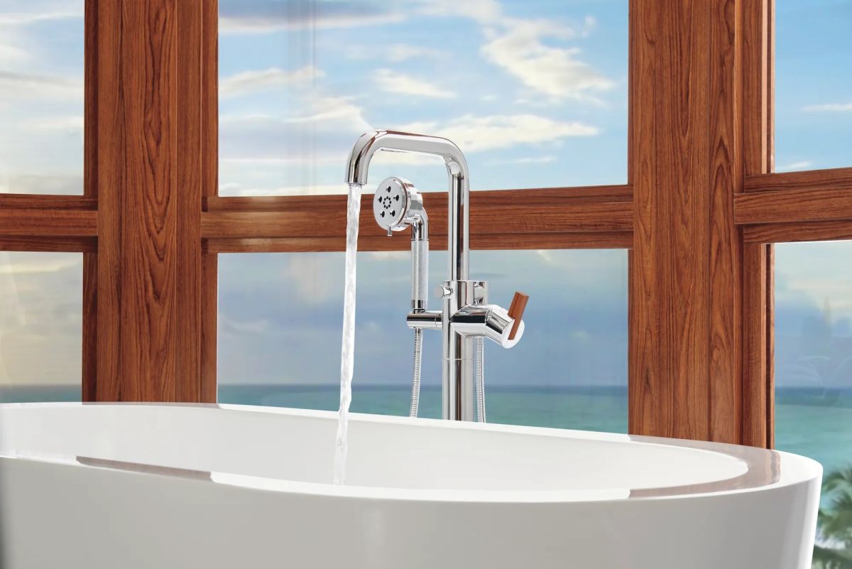 BRIZO Litze Single-Handle Freestanding Tub Filler - Less Handle — Chrome