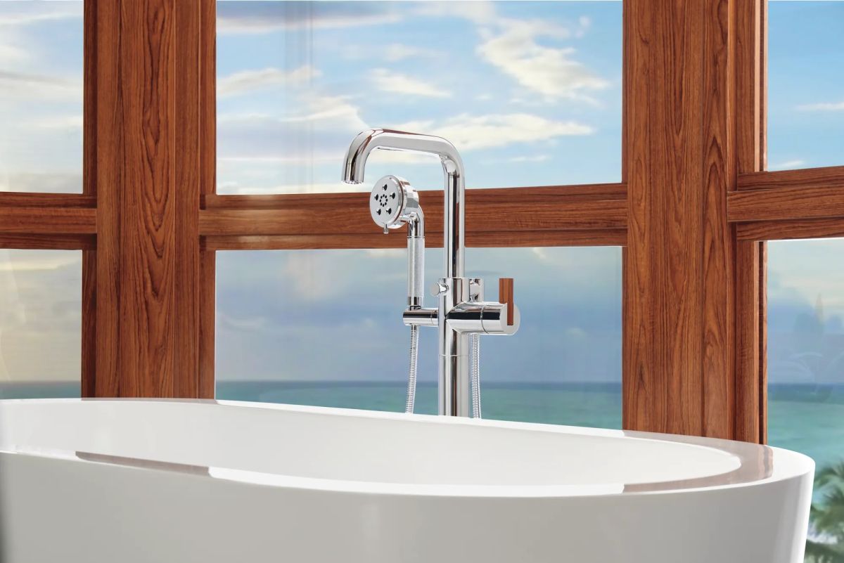 BRIZO Litze Single-Handle Freestanding Tub Filler - Less Handle — Chrome