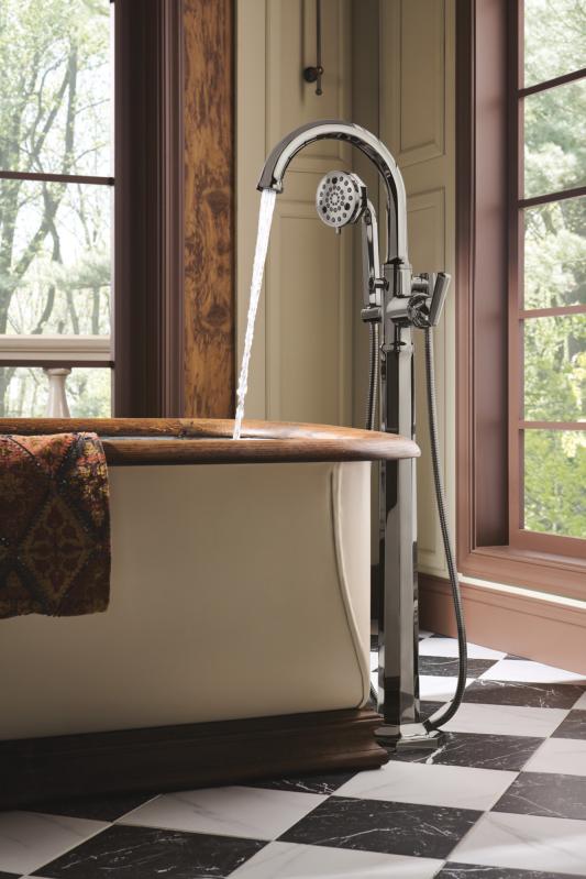 BRIZO Beauclere Single-Handle Freestanding Tub Filler - Less Handle — Brilliance Black Onyx